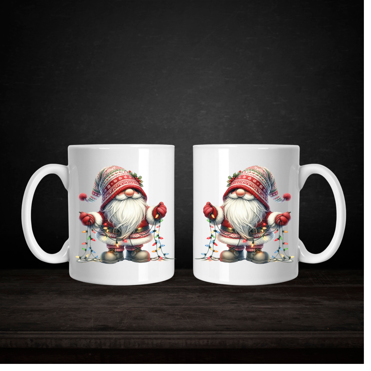 Christmas Gnome Mug 15 oz – Double-Sided Festive Ceramic Cup