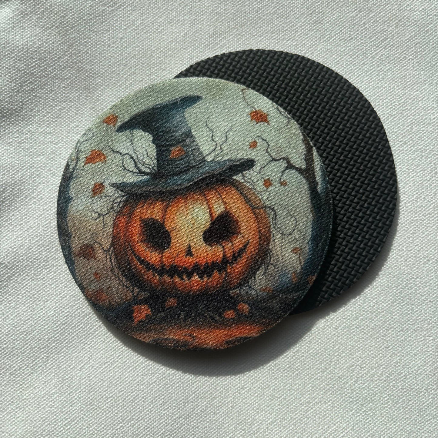 Mad Pumpkin Coasters – Ensemble de 6 Sous-Verres Citrouille d’Halloween (4 po / 10 cm)