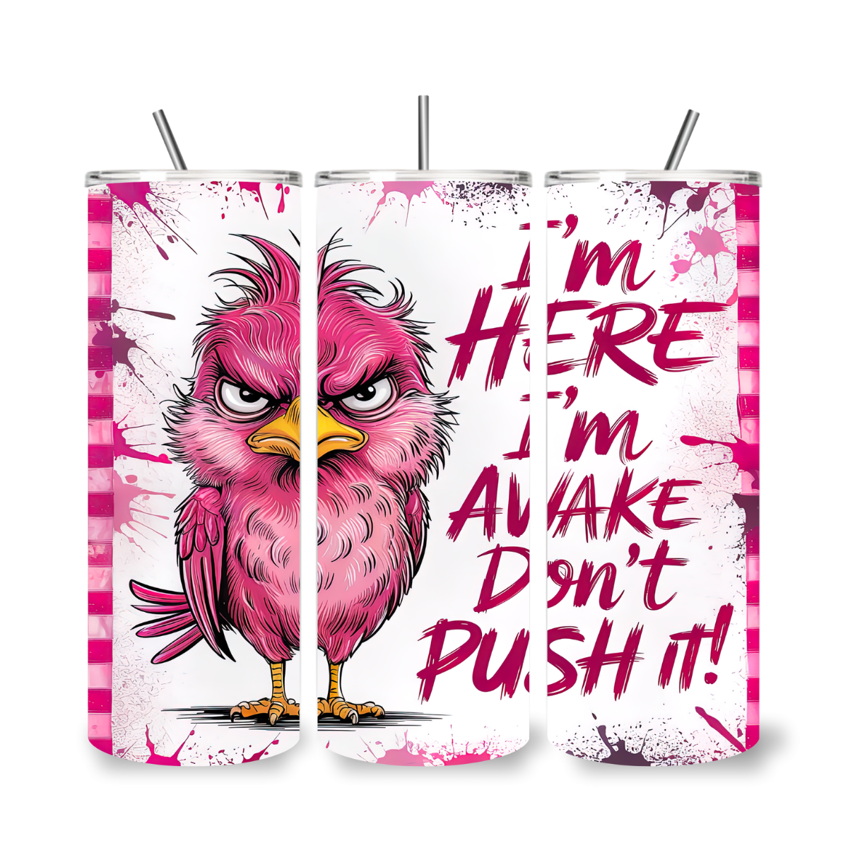 Funny Pink Bird Tumbler – 20 oz Skinny Stainless Steel Cup