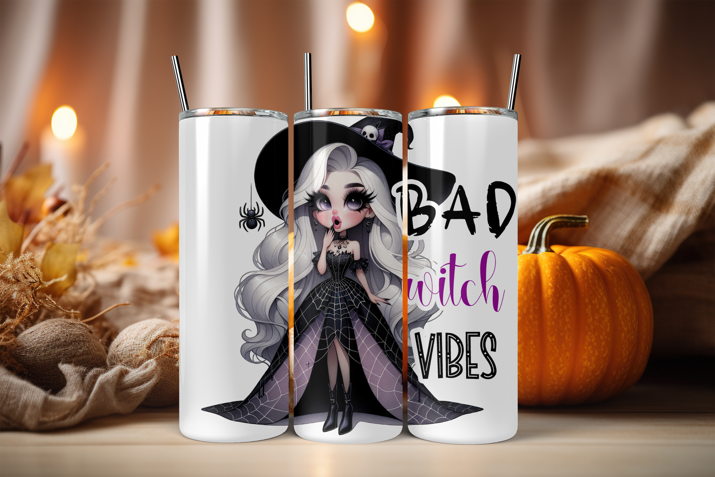 Bad Witch Vibes Tumbler (20 oz) | Gobelet Sorcière Glam Halloween