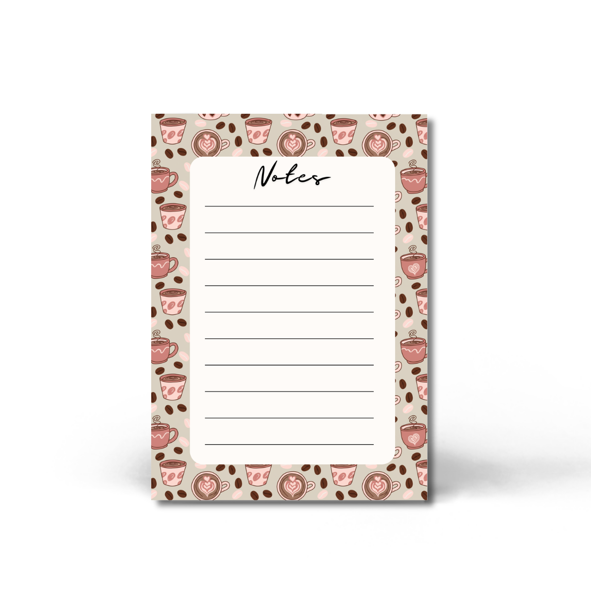 Coffee Lover Notes Notepad | 5x7 Lined Writing Pad | Cute Latte Stationery | Printed in Canada