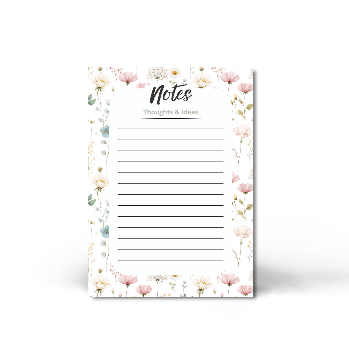 Soft Floral Notes Notepad | 5x7 Lined Writing Pad | 50 Pages | Elegant Botanical Stationery | Printed in Canada