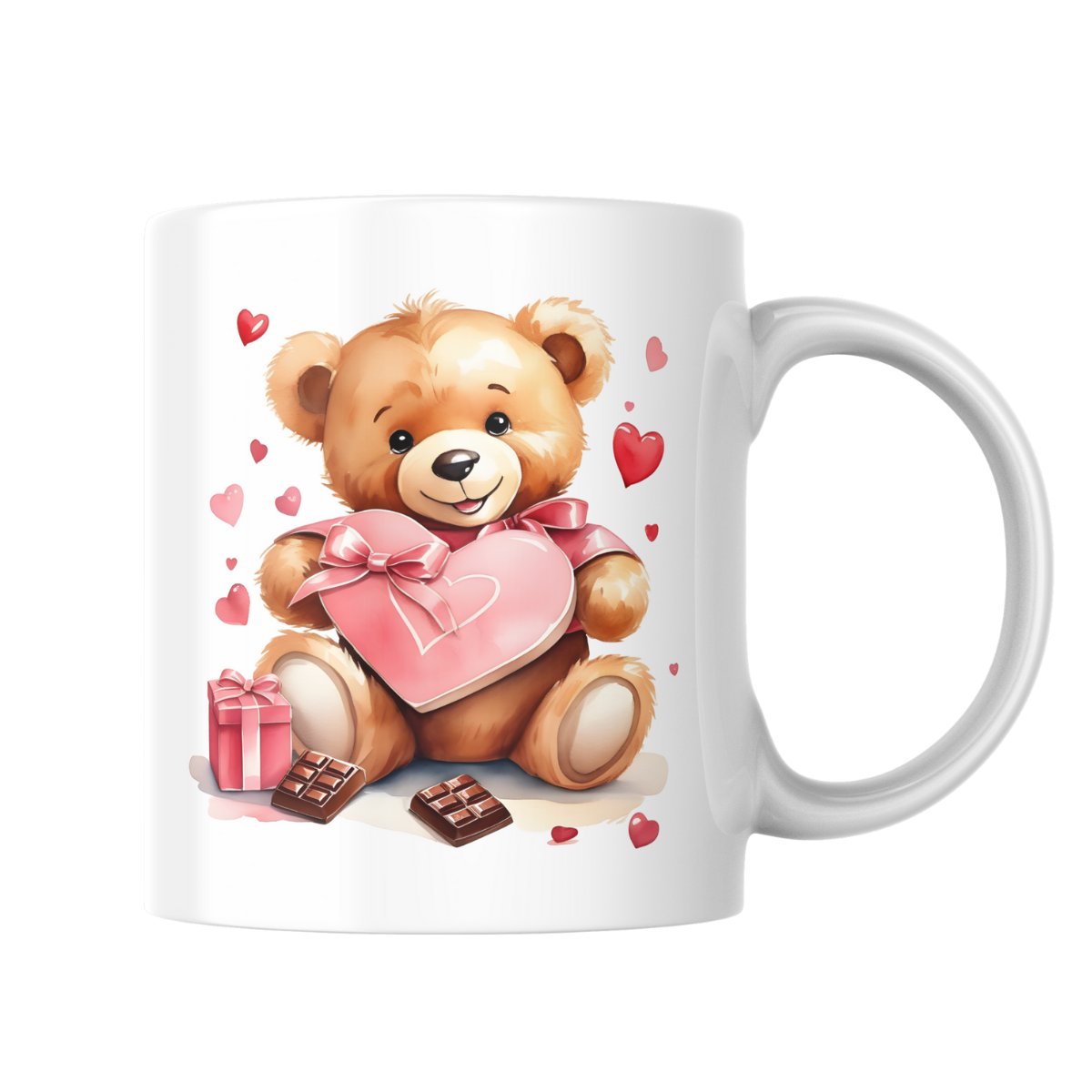 Valentine Teddy & Chocolate – 15 oz Ceramic Mug