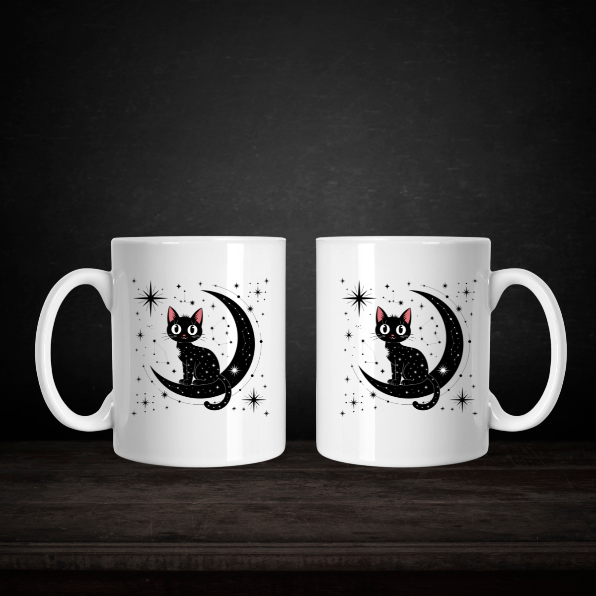 Celestial Black Cat Mug – Tasse Chat Noir Céleste 15 oz