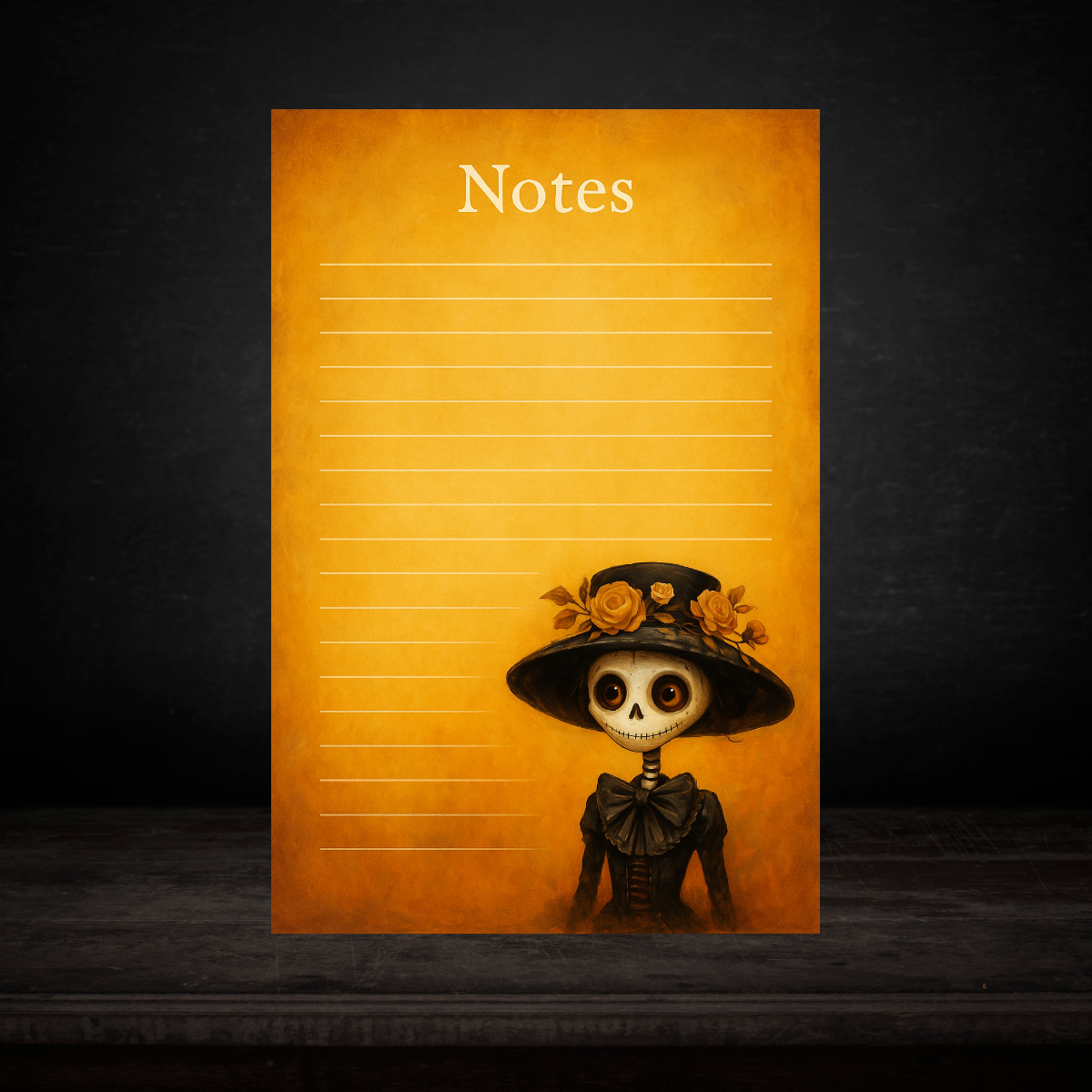 Mam Zelle Notepad – Bloc-notes Squelette Féminin Halloween Demi-Lettre