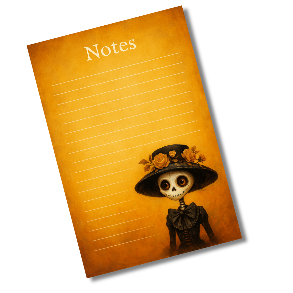 Mam Zelle Notepad – Bloc-notes Squelette Féminin Halloween Demi-Lettre