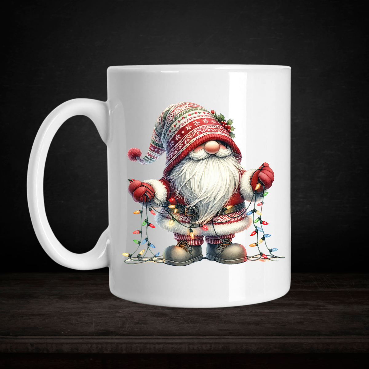 Christmas Gnome Mug 15 oz – Double-Sided Festive Ceramic Cup