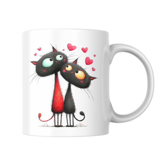 Cute Black Cats Love Mug – 15 oz Ceramic Coffee Cup