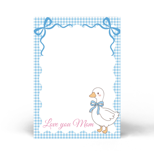Love You Mom Notepad – Cute Duck Mother’s Day Gift (Pink & Blue)