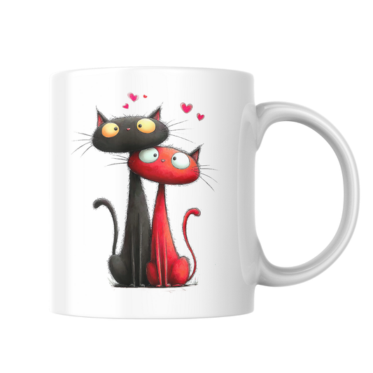Cute Love Cats Mug – 15 oz Ceramic Coffee Cup