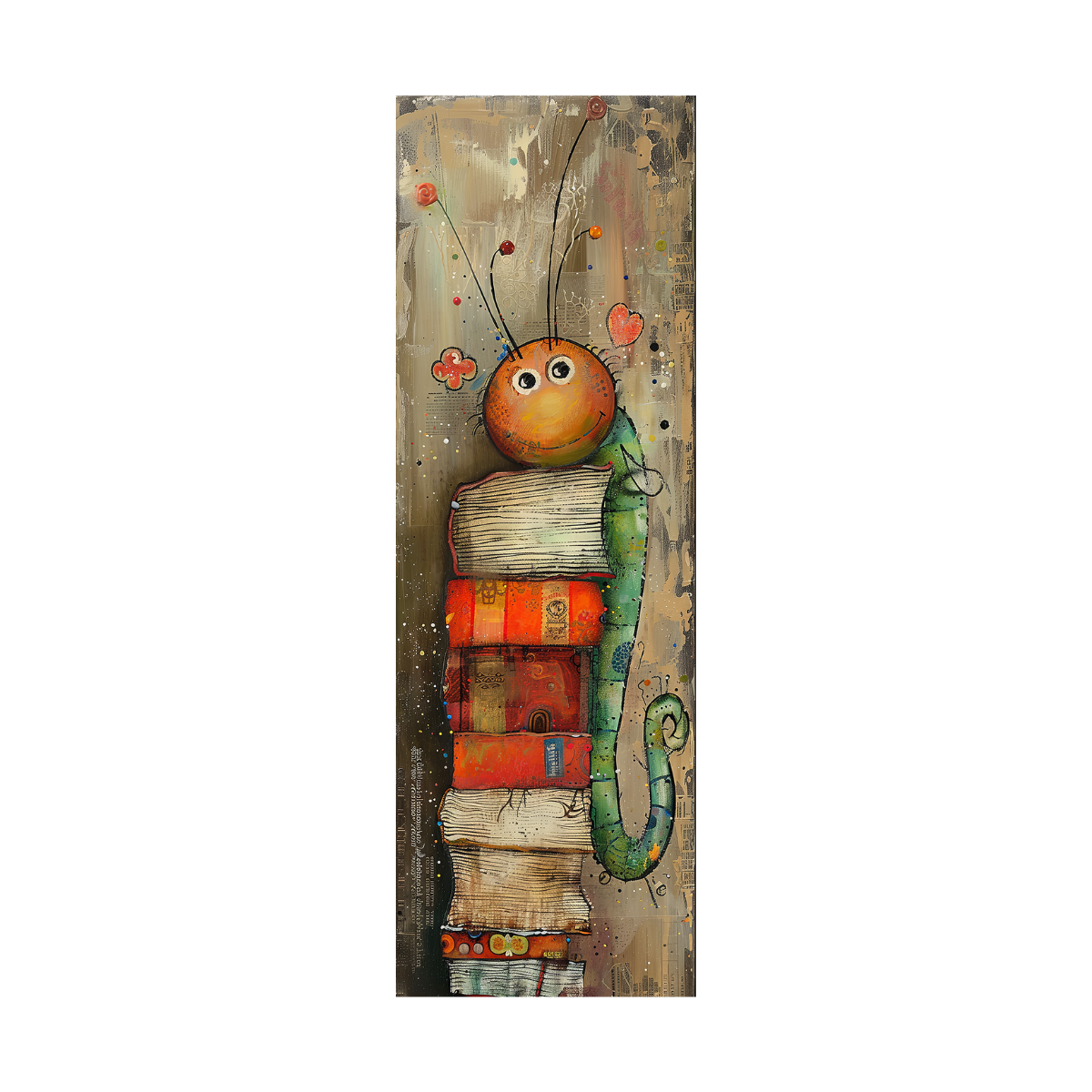 Signet Bookworms coloré – cadeau lecteur original – signet plastifié 2x6