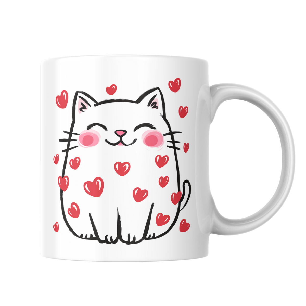 Valentine Cute cat with Hearts 15 oz Mug