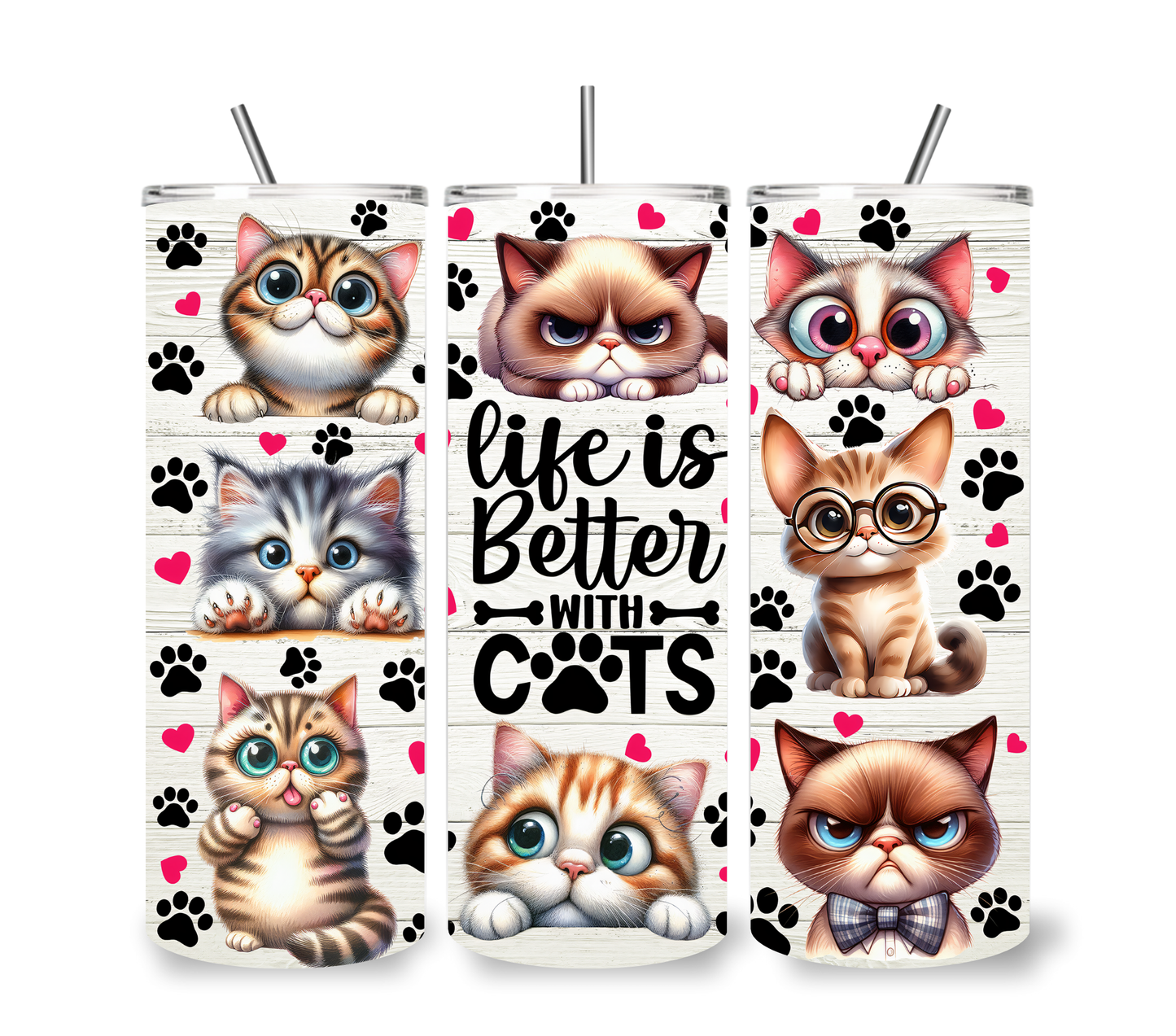 LIFE IS BETTER WITH CATS – 20oz SKINNY TUMBLER