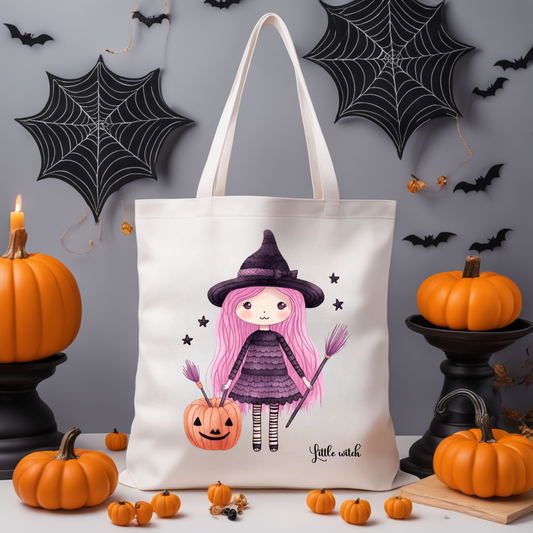Little Witch Tote Bag – Pastel Halloween Charm