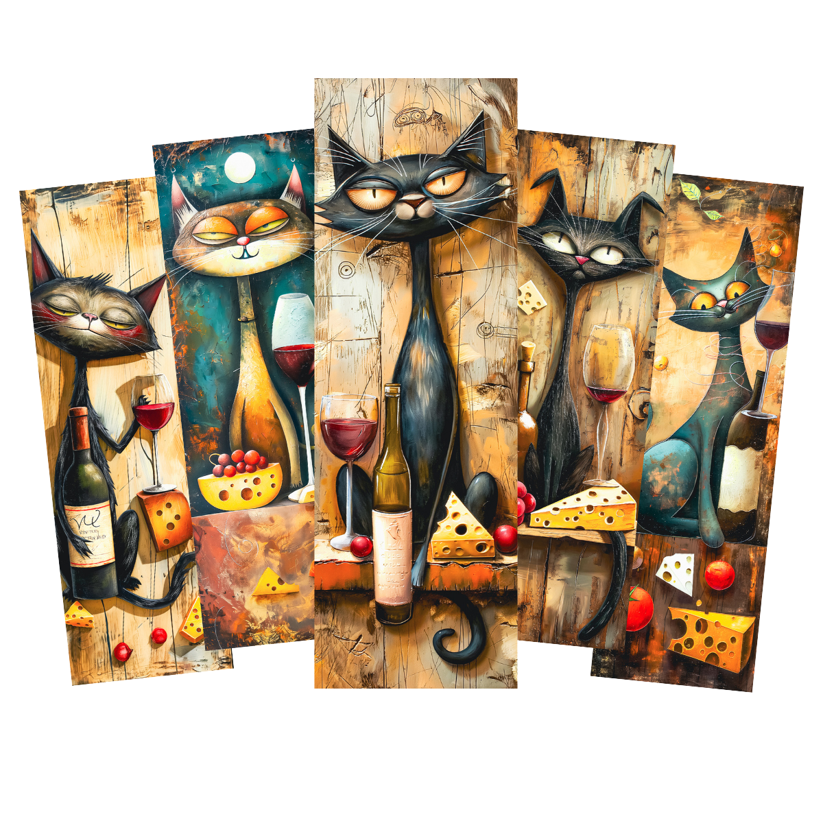 Whimsical Wine Cat Bookmark