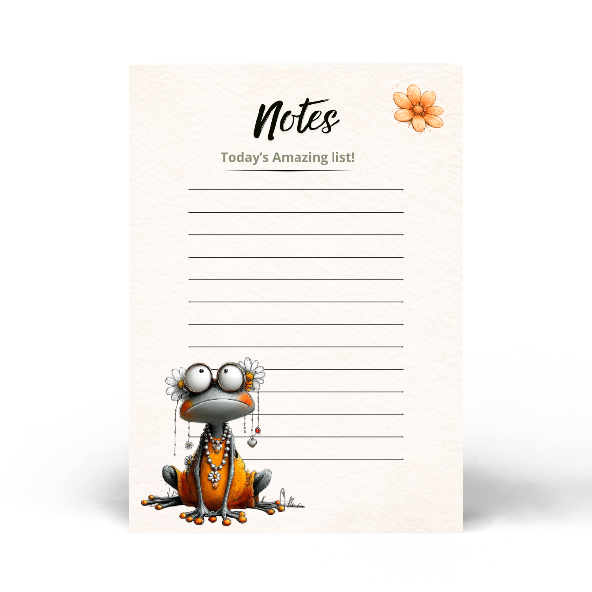 Whimsical Frog Notes Pad – 5x7 Lined Notepad | Cute Desk Stationery