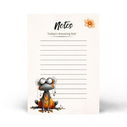 Whimsical Frog Notes Pad – 5x7 Lined Notepad | Cute Desk Stationery