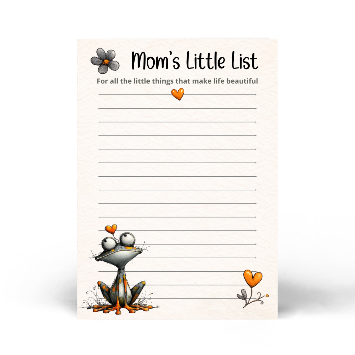 Mom’s Little List Notepad – Cute Frog Stationery (5 × 7)