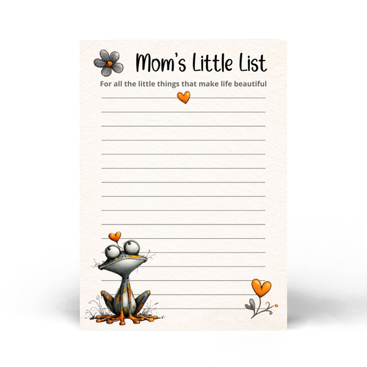 Mom’s Little List Notepad – Cute Frog Stationery (5 × 7)