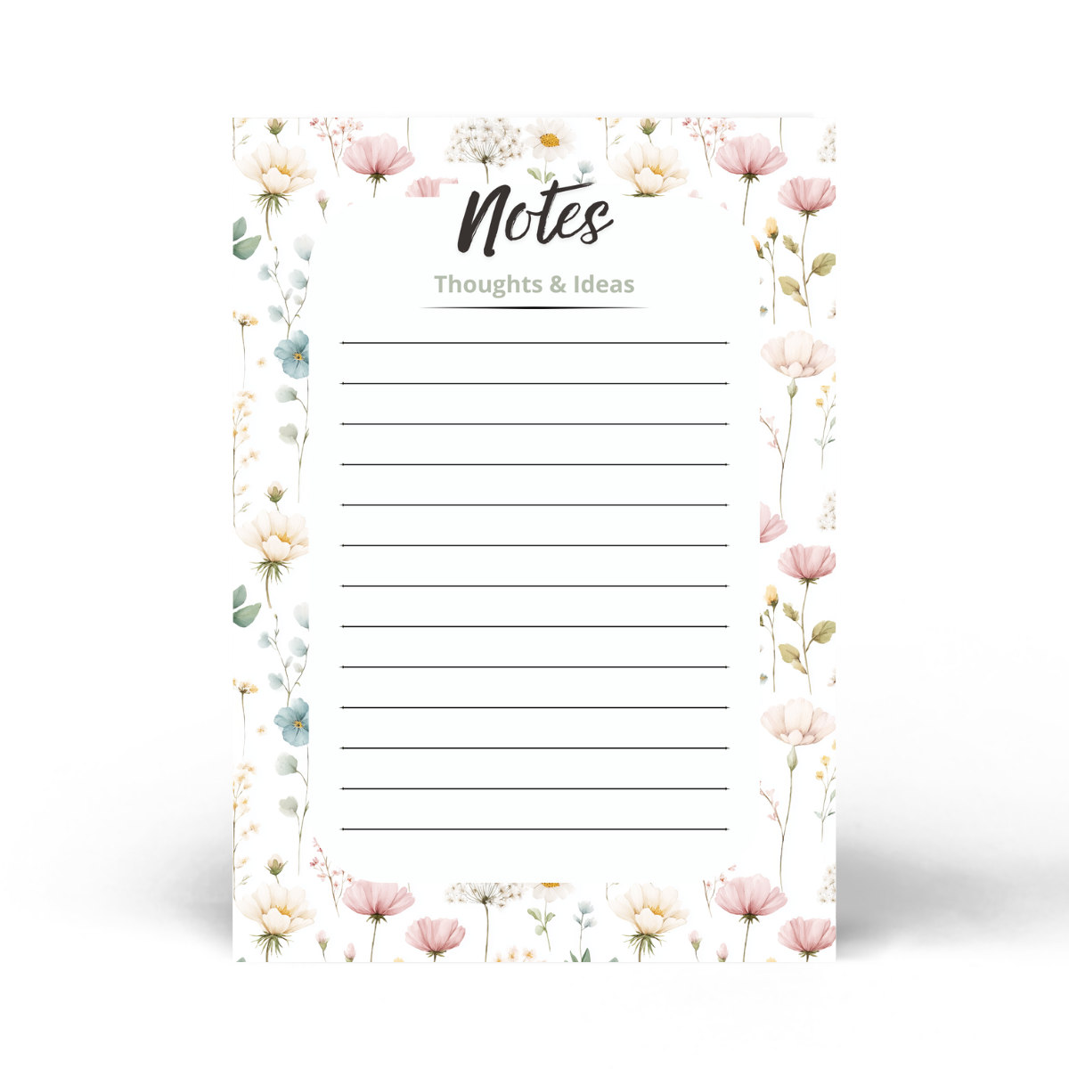 Soft Floral Notes Notepad | 5x7 Lined Writing Pad | 50 Pages | Elegant Botanical Stationery | Printed in Canada
