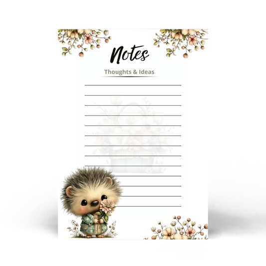 Sweet Hedgehog Notes Notepad – 5x7 | 50 Lined Pages | Printed in Canada