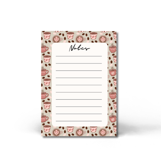 Coffee Lover Notes Notepad | 5x7 Lined Writing Pad | Cute Latte Stationery | Printed in Canada