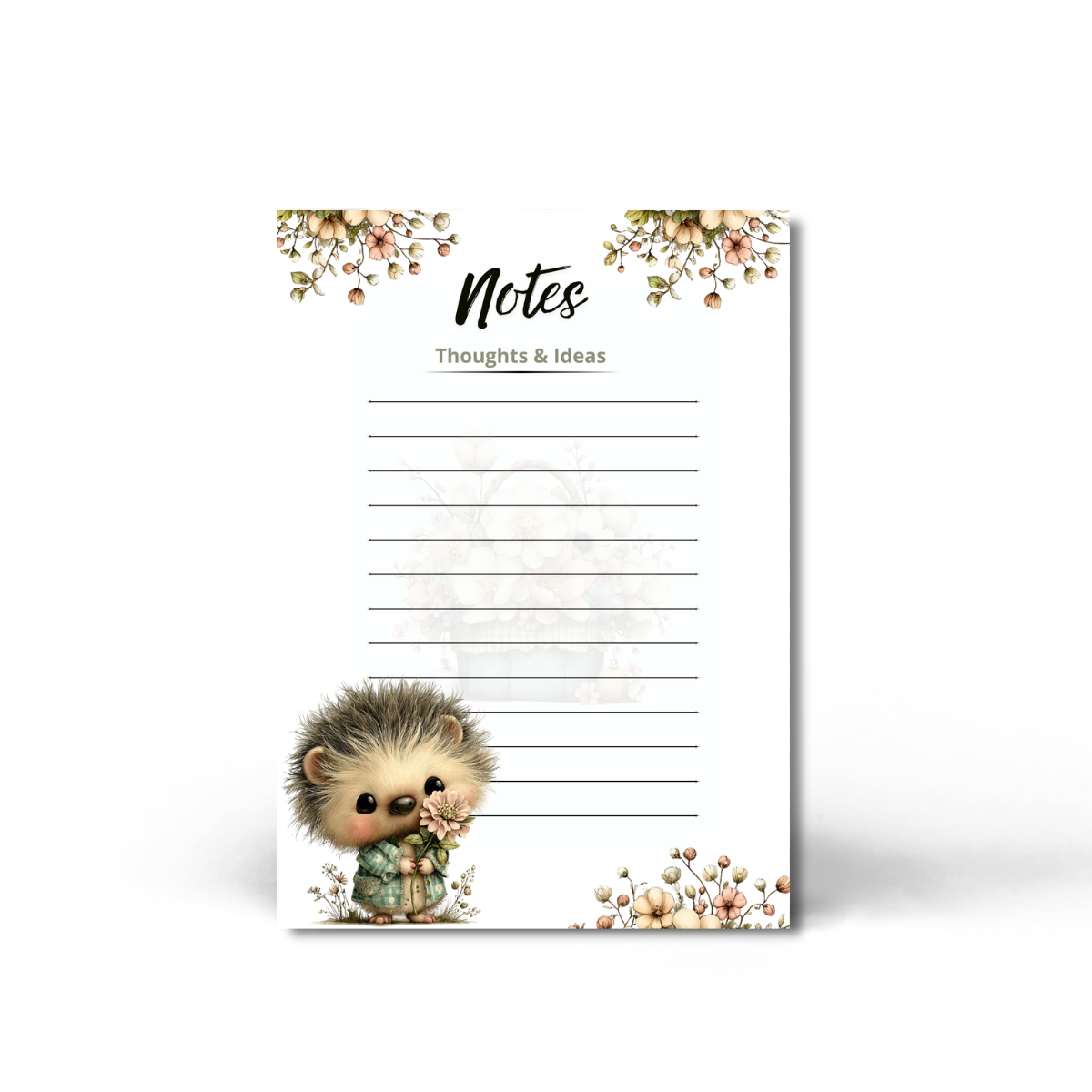 Sweet Hedgehog Notes Notepad – 5x7 | 50 Lined Pages | Printed in Canada