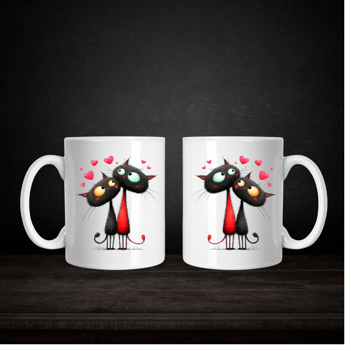 Cute Black Cats Love Mug – 15 oz Ceramic Coffee Cup