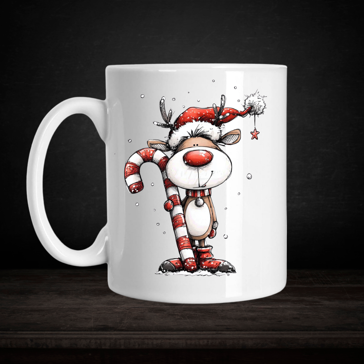 15 oz Ceramic Christmas Mug – Reindeer Design