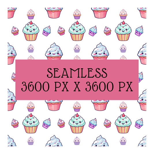 Seamless Pastel Cupcake Pattern | Sweet Bakery Background for Crafts, Fabric, Scrapbooking – Commercial Use